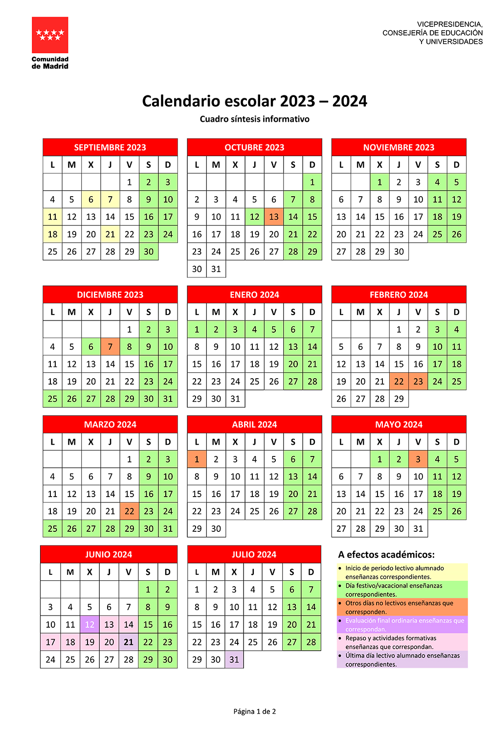 Calendario Escolar 23 24